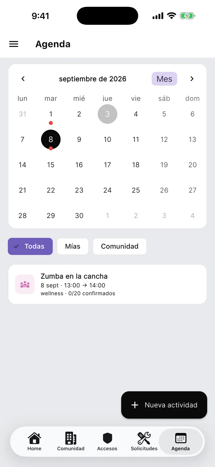 Agenda de la comunidad.