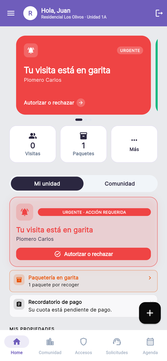 Home del residente
